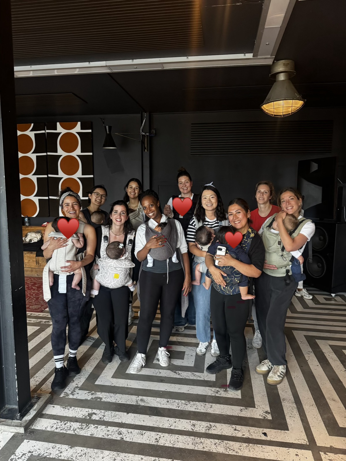 Mums and babies enjoying a RealMama babywearing salsa class